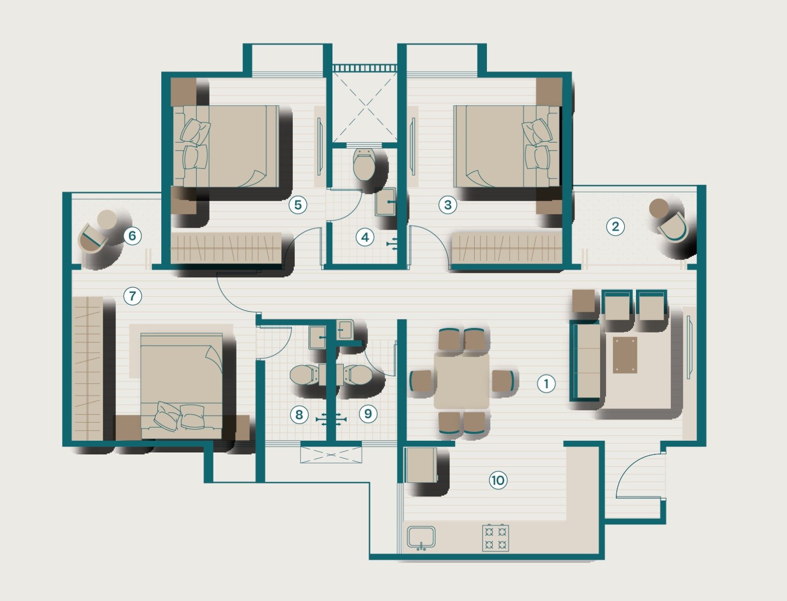 3 BHK Floor Plan